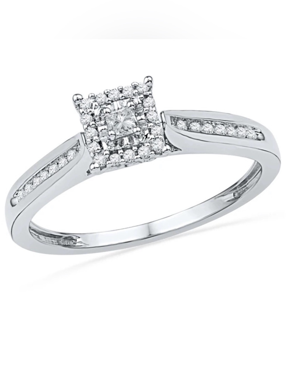 1/5 CT. T.W. Princess-Cut Diamond Square Frame Promise Ring 10K White Gold 4.75